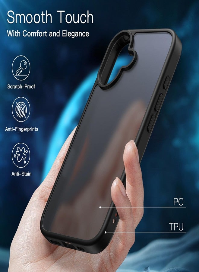 جي تيك جراب JETech 5 في 1 غير لامع لهاتف iPhone 16 مقاس 6.1 بوصة مع عبوتين من واقي الشاشة الزجاجي المقوى وواقي عدسة الكاميرا، وغطاء خلفي شفاف مقاوم للصدمات (أسود) - Image 4